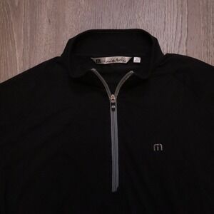 Travis Mathew Mens Black Quarter Zip Golf Pullover Long Sleeve Shirt Size L